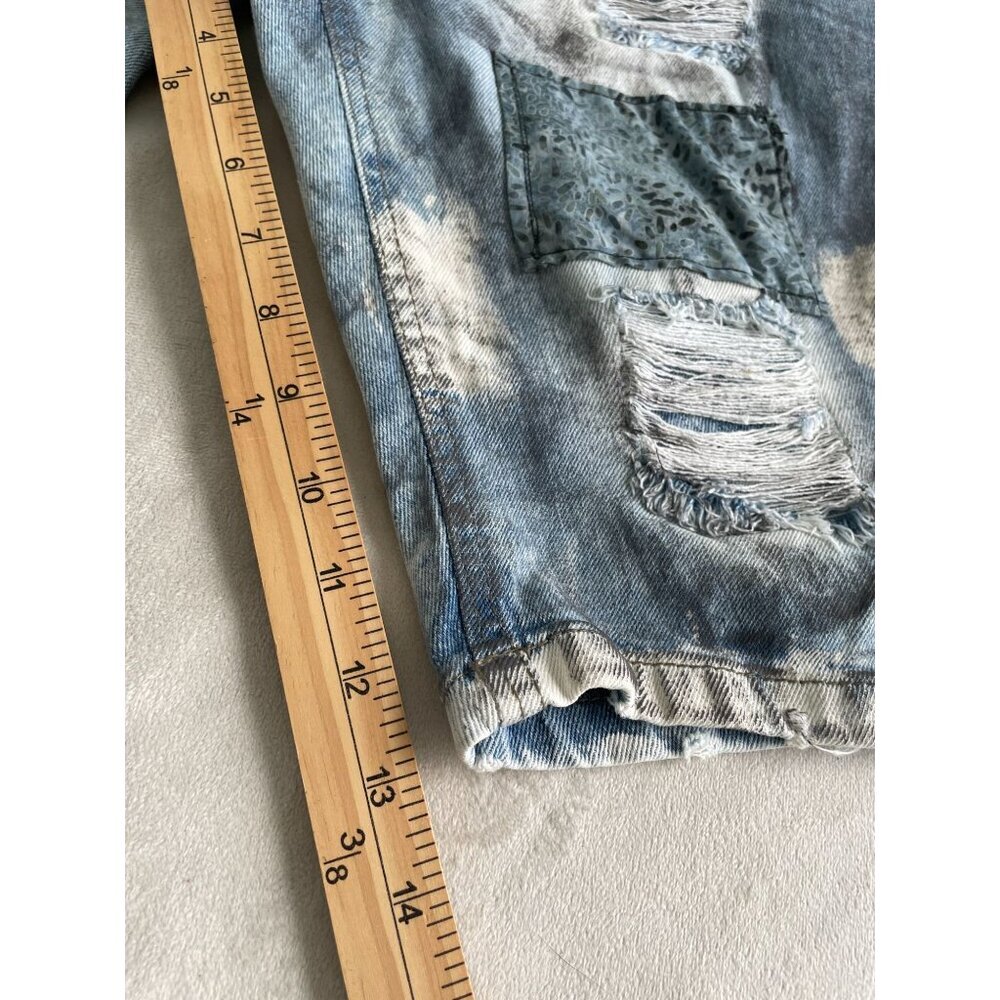 VTG Style FWRD Mens Custom Patchwork by Angelina Vanelli Distressed Denim Shorts - Picture 4 of 13